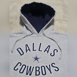 NFL Dallas Cowboys Authentic Gray Hoodie Sweztshirt Mens Sz L Embossed Letters